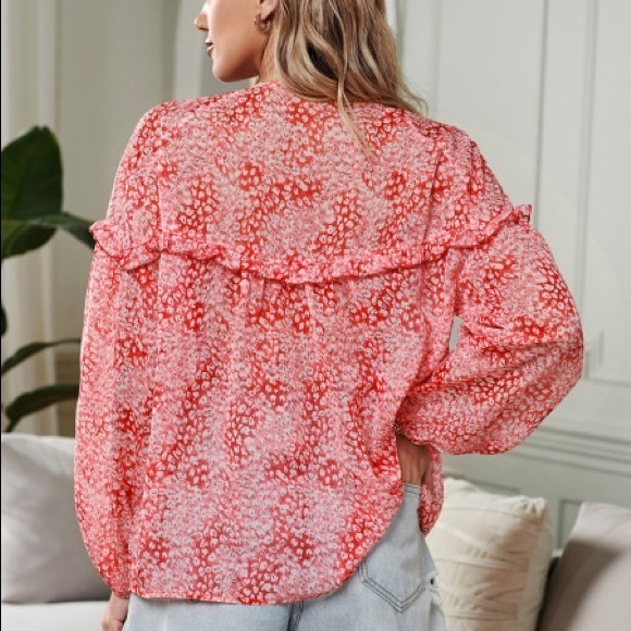 Red Ruffle blouse - Picture 3 of 4